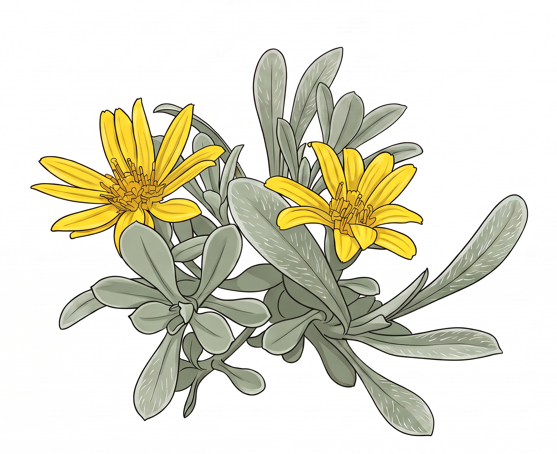 Cartoon image of Heterotheca villosa with white background