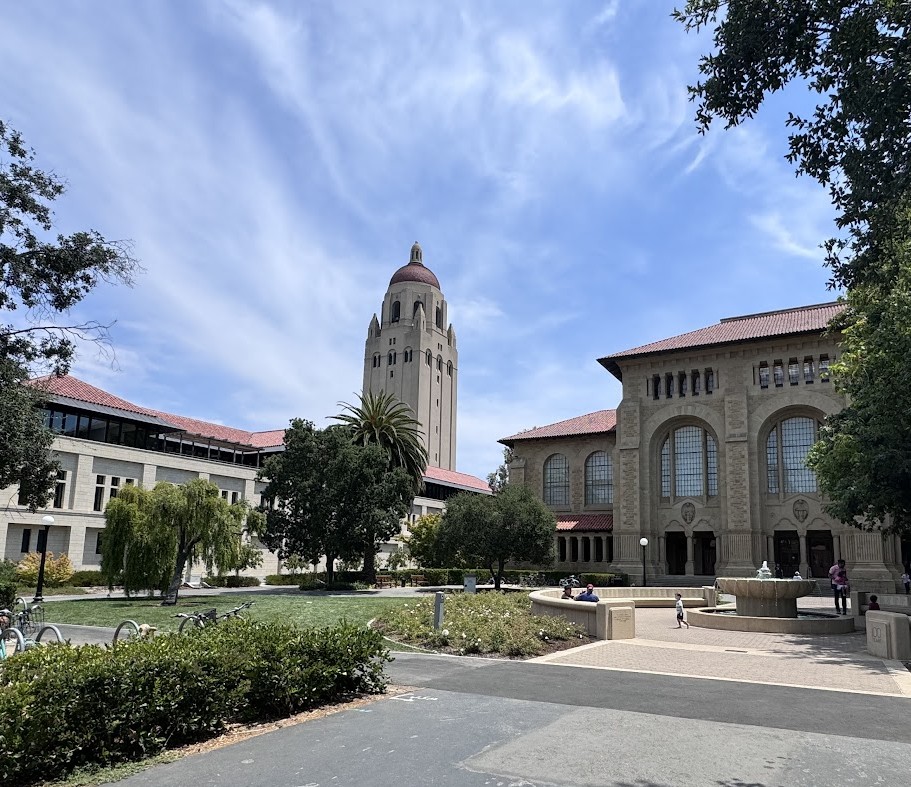 Blue sky with Stanford tower in image